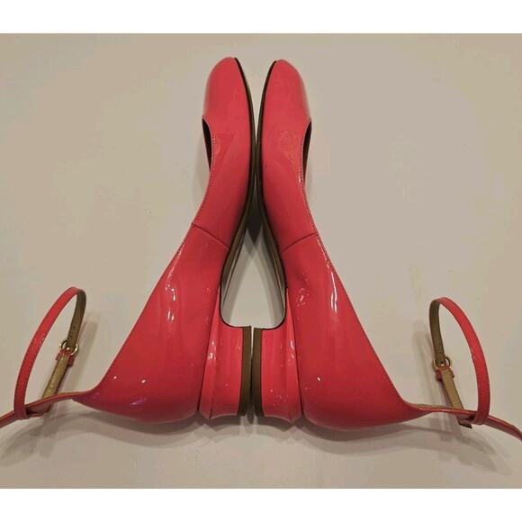 Valentino Garavani 37 Pink Fuchsia Patent Tango Ankle Strap Ballet Low Heel - Picture 7 of 16